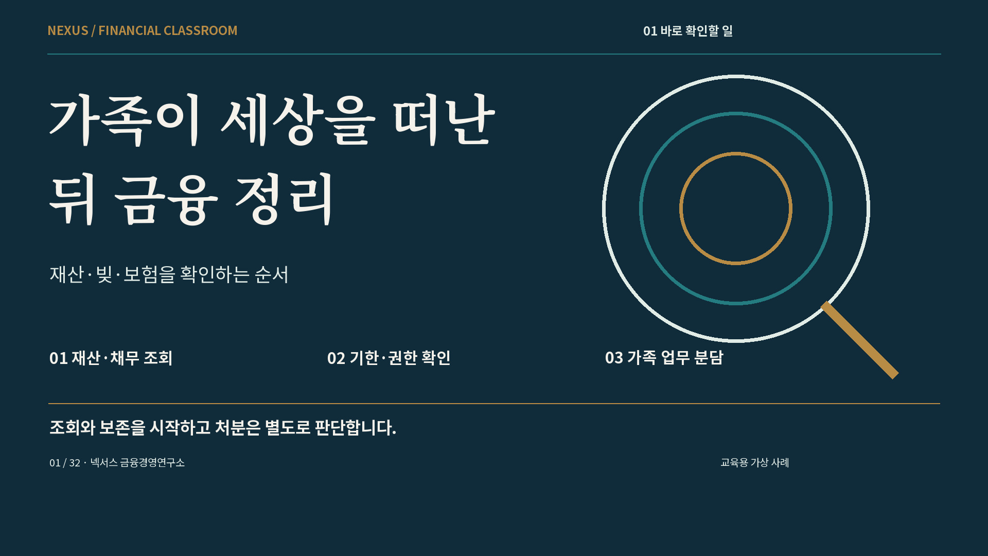 가족이 세상을 떠난 뒤 금융 정리 강의 표지