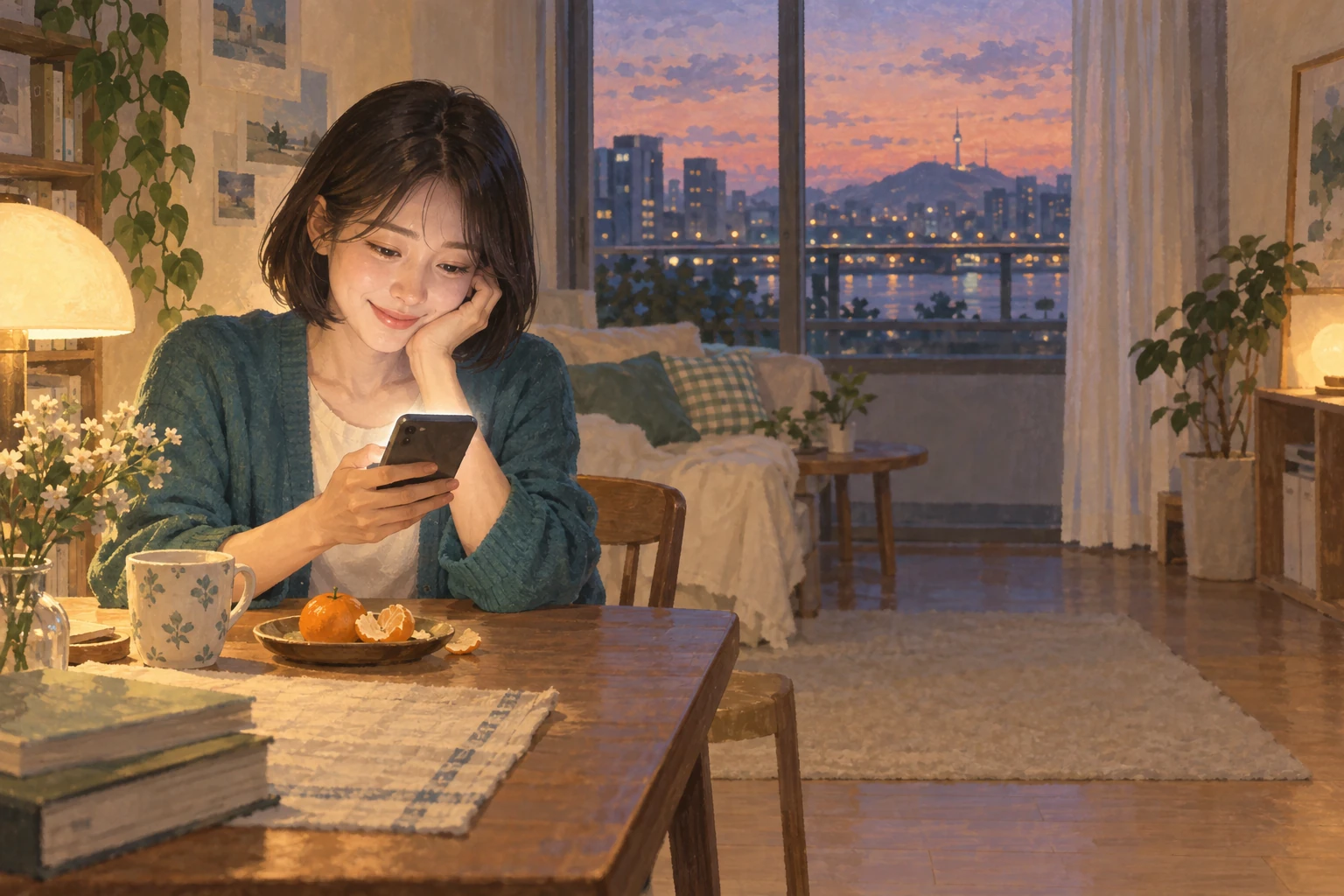 첫 월급 알림을 보는 하린의 금요일 저녁